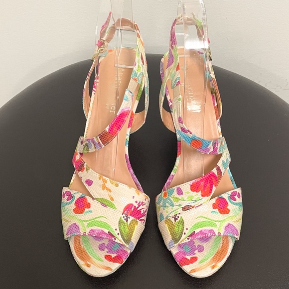 Naturalizer Impulse Floral Open Toe 3.25 Inch Heels Cream Red Pink 8N 8 Narrow - Picture 3 of 13